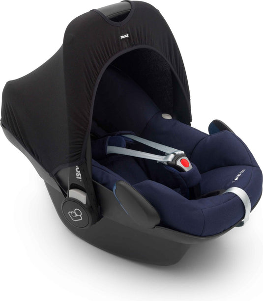 Dooky hoody voor autostoel 0+ - zwart – universele zonnekap met upf40+ uv-bescherming – comfortabel, wasbaar beschermt tegen licht, wind en regen