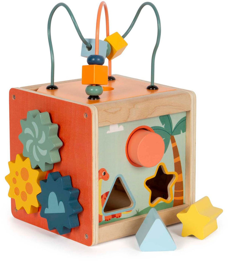 Afbeelding laden in galerijviewer, Small foot - houten activiteitenkubus motoriekspiraal dino
