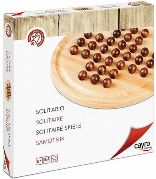 Cayro solitaire van hout - klassiek denkspel met 33-gaats bord en 32 houten balletjes - blijf met slechts eén balletje over - 1 speler - vanaf 6 jaar - collection