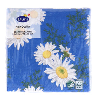 Duni servetten daisy blue 24x24 cm | 12 stuks