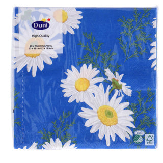 Afbeelding laden in galerijviewer, Duni servetten daisy blue 33x33 cm | 12 stuks
