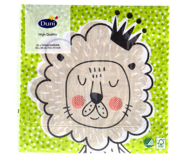 Afbeelding laden in galerijviewer, Duni servetten playful lion king 33x33 cm | 4 stuks
