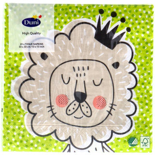 Afbeelding laden in galerijviewer, Duni servetten playful lion king 33x33 cm | 4 stuks
