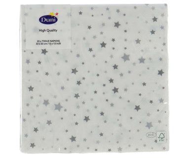 Afbeelding laden in galerijviewer, Duni servetten silver stardust 33 x 33 cm | 12 stuks
