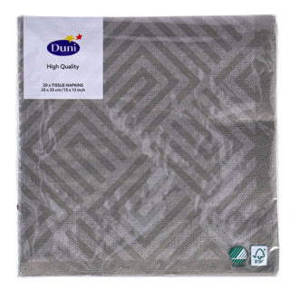 Duni servetten mosaic granite grey 33x33 cm | 12 stuks