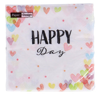 Duni servetten hearts happy 33x33 cm | 12 stuks