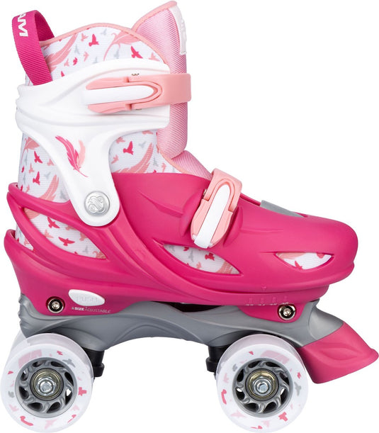 Nijdam rolschaatsen verstelbaar - feather drops - roze - maat 29-32