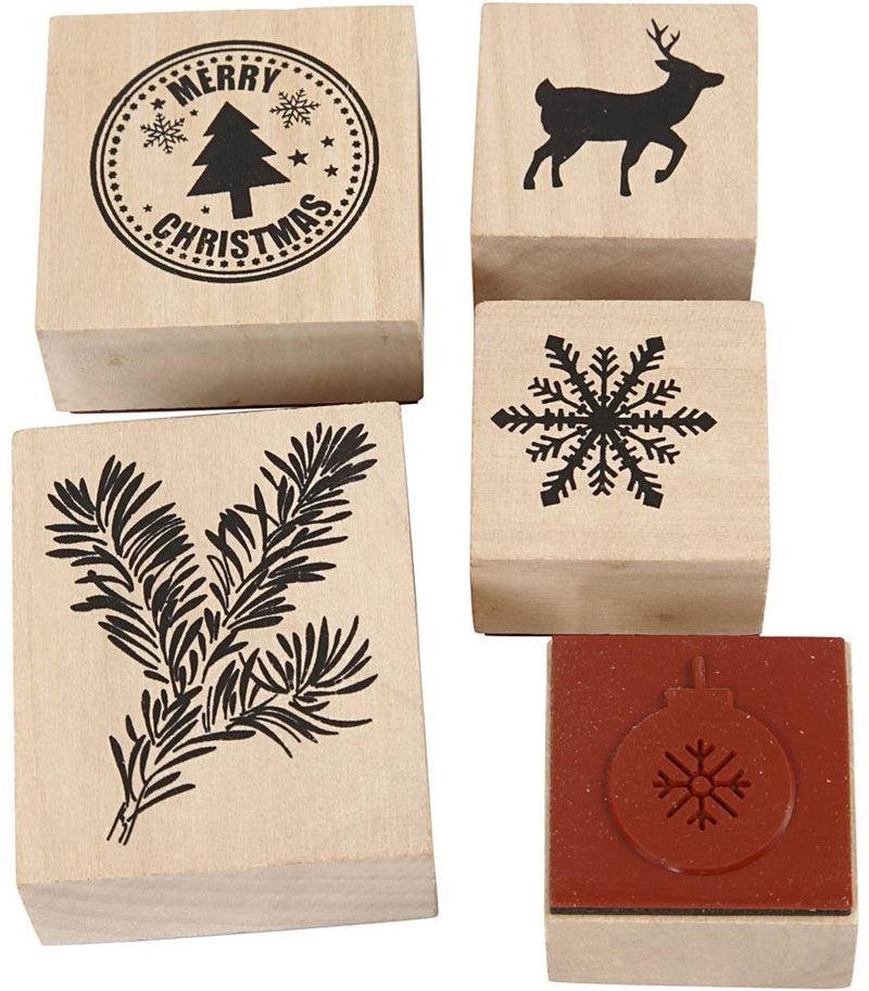 Afbeelding laden in galerijviewer, Creativ company houten stempelset kerstmis, 5dlg.
