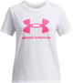 Under armour ua big logo ss unisex sportshirt - wit - roze 164