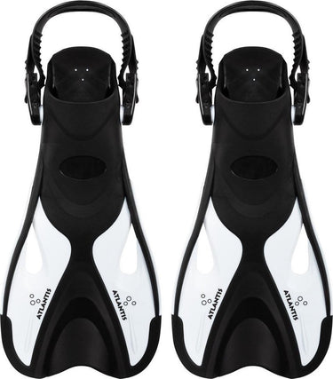 Atlantis dolphin - flippers - zwemvliezen - verstelbare hielstrap - voor zwemmen snorkelen - volwassenen - zwart wit - 41-45