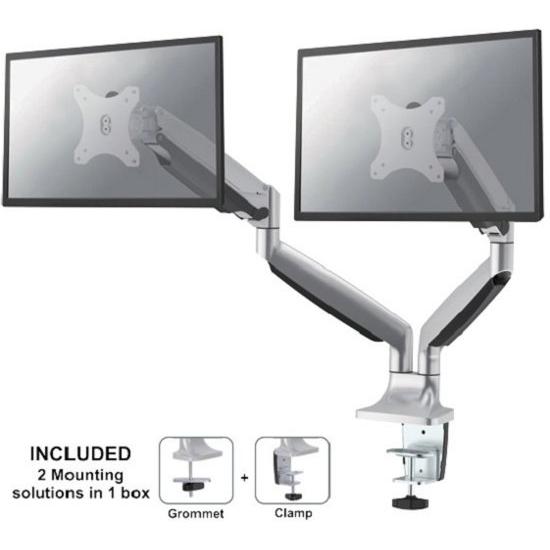 Afbeelding laden in galerijviewer, Neomounts neomounts fpma-d750dsilver flatscreen monitor bureausteun met gasveer, 2x 10-30 , 9 kg,
