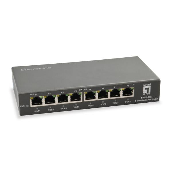 Afbeelding laden in galerijviewer, Levelone gep-0823 8-port gigabit poe switch, 802.3at af poe, 120w
