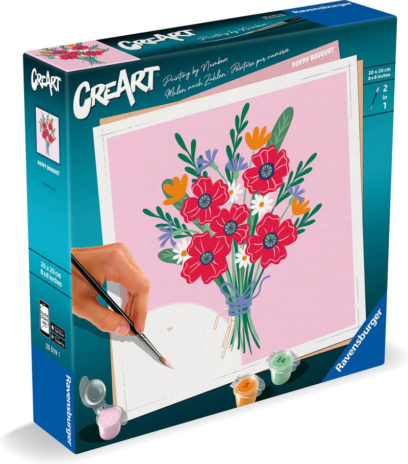 Afbeelding laden in galerijviewer, Ravensburger creart schilderen op nummer - klaprozen boeket
