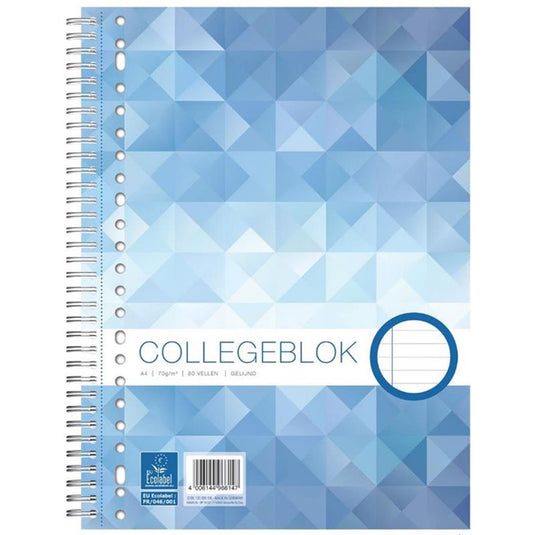 Ecolabel collegeblok 23r a4 gelijnd 22x29,5cm pak a 5 stuks