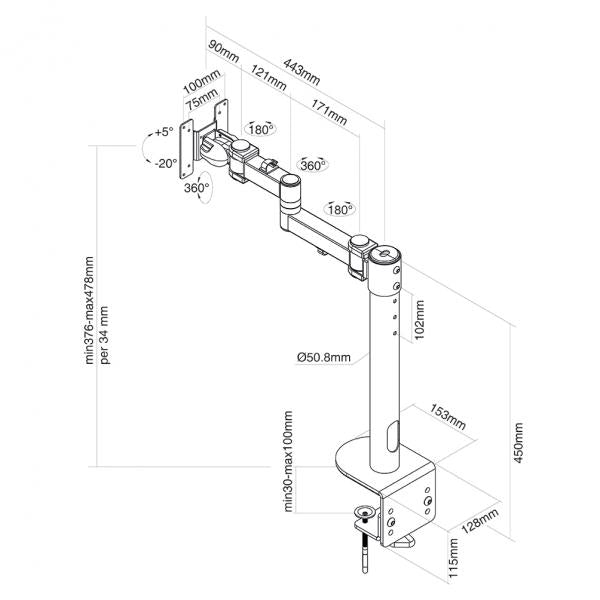 Afbeelding laden in galerijviewer, Neomounts fpma-d960blackplus flat screen desk mount (clamp) high capacity 10 - 49 inch, 2
