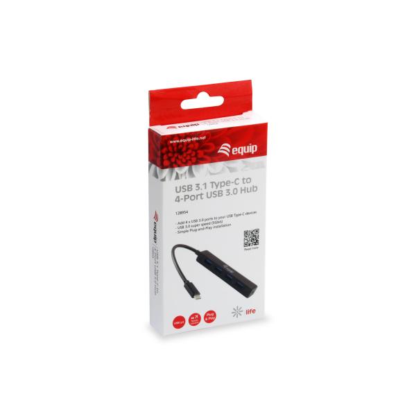 Afbeelding laden in galerijviewer, Equip 128954 4-port usb hub, usb 3.2 gen 1 type-c -> usb 3.2 gen 1 type-a, 5000 mbit s, black
