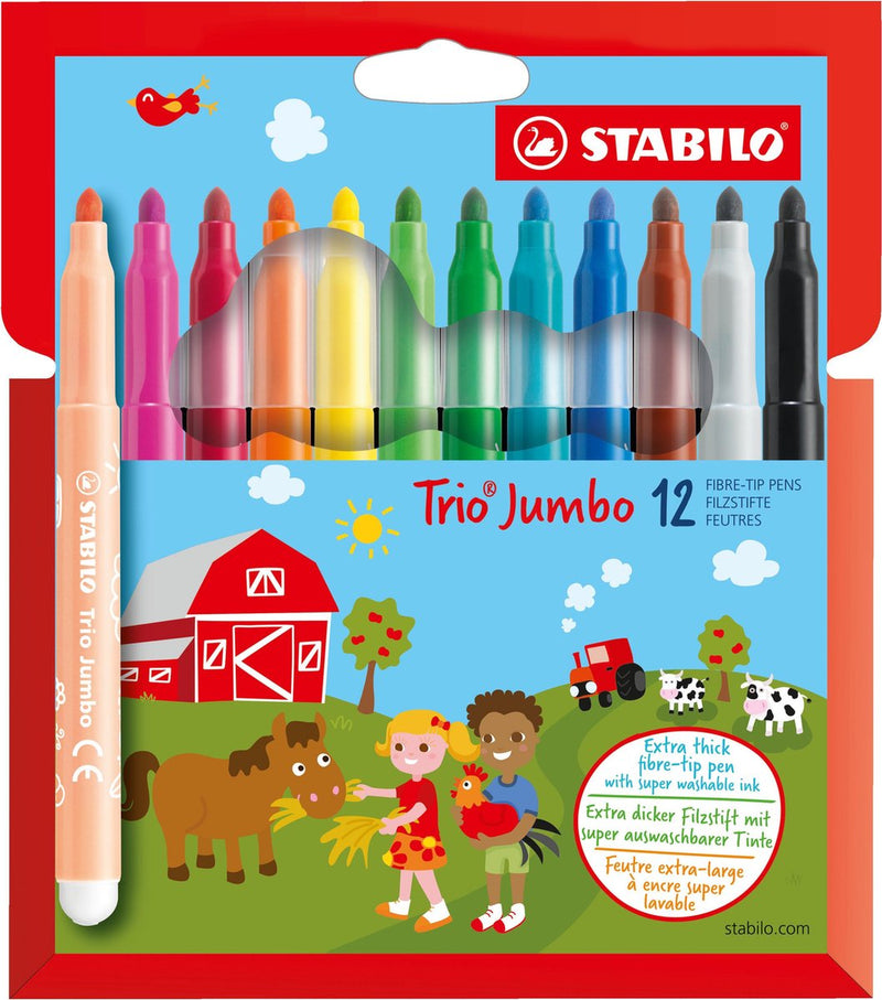 Afbeelding laden in galerijviewer, Stabilo trio jumbo - viltstift - set met 12 stuks
