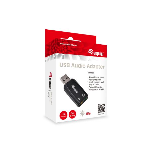 Afbeelding laden in galerijviewer, Equip 245320 usb audio adapter, usb type-a, 3.5 mm, 22 mm, 51 mm, 12 mm, black
