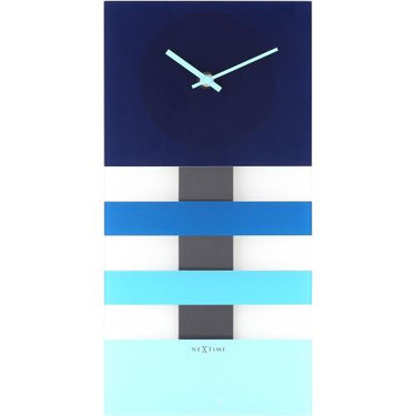 Nextime klok 2855bl bold stripes, 38x19 cm, wall, blue