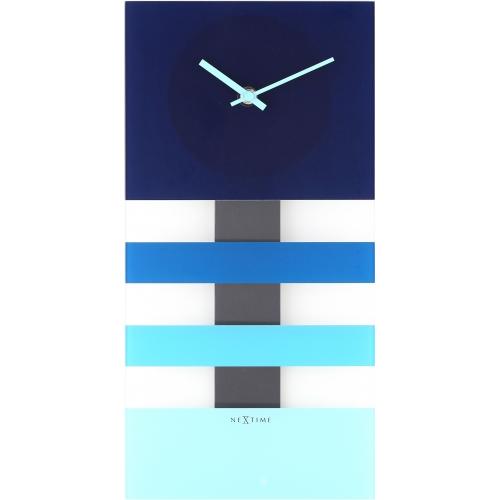 Afbeelding laden in galerijviewer, Nextime klok 2855bl bold stripes, 38x19 cm, wall, blue
