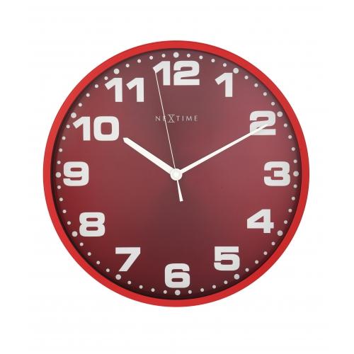 Afbeelding laden in galerijviewer, Nextime klok 3053ro dash red, ø35 cm, wall, red silver
