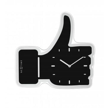 Nextime klok 3072zw thumbs up, 40.5x41.cm, wall, black silver