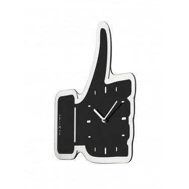 Nextime klok 3072zw thumbs up, 40.5x41.cm, wall, black silver
