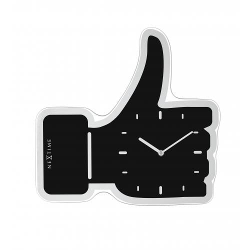 Afbeelding laden in galerijviewer, Nextime klok 3072zw thumbs up, 40.5x41.cm, wall, black silver
