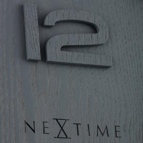 Nextime klok 3095gs wood wood big, ø52.8 cm, wall, gray
