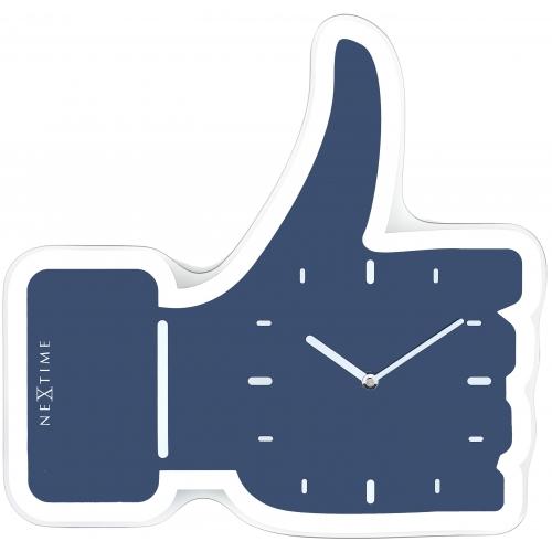 Afbeelding laden in galerijviewer, Nextime klok 5185bl mini thumbs up, 20.5x21, wall, blue silver
