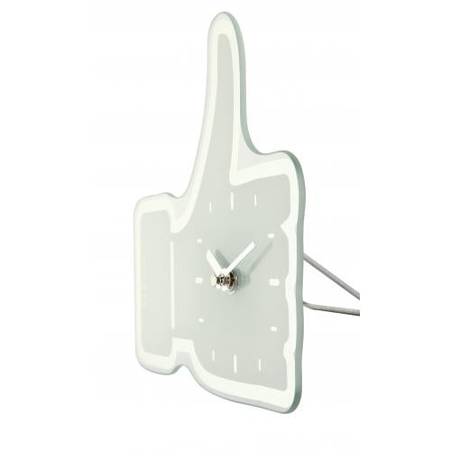 Afbeelding laden in galerijviewer, Nextime klok 5185wi mini thumbs up, 20.5x21 cm, wall, white silver
