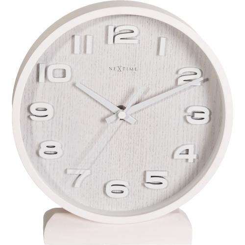 Afbeelding laden in galerijviewer, Nextime klok 5192wi wood wood small 22x20 cm, wall, white
