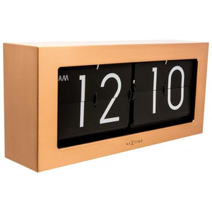 Nextime klok 5198co big flip, 16,7x36 cm, flip-over, copper black