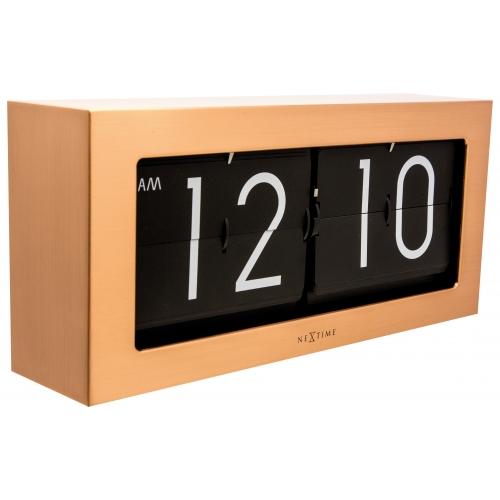Afbeelding laden in galerijviewer, Nextime klok 5198co big flip, 16,7x36 cm, flip-over, copper black
