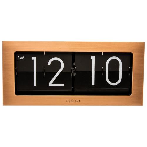 Afbeelding laden in galerijviewer, Nextime klok 5198co big flip, 16,7x36 cm, flip-over, copper black
