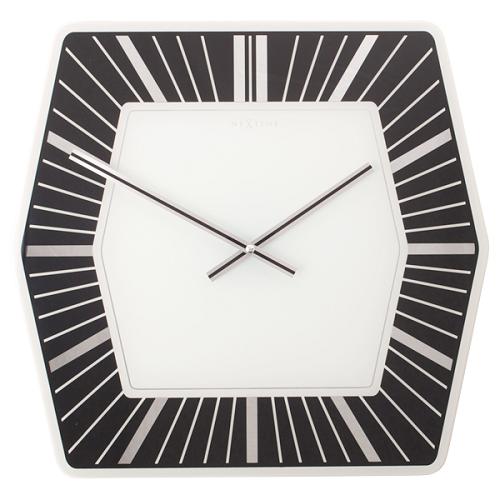 Afbeelding laden in galerijviewer, Nextime klok 8128zw hexagon, 43x43 cm, wall, white
