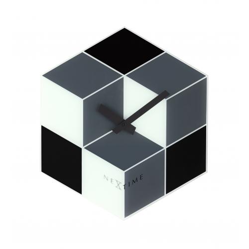 Afbeelding laden in galerijviewer, Nextime klok 8171 cubic, 43.5x37 cm, wall, black white gray
