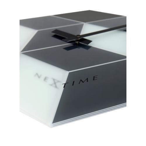 Afbeelding laden in galerijviewer, Nextime klok 8171 cubic, 43.5x37 cm, wall, black white gray
