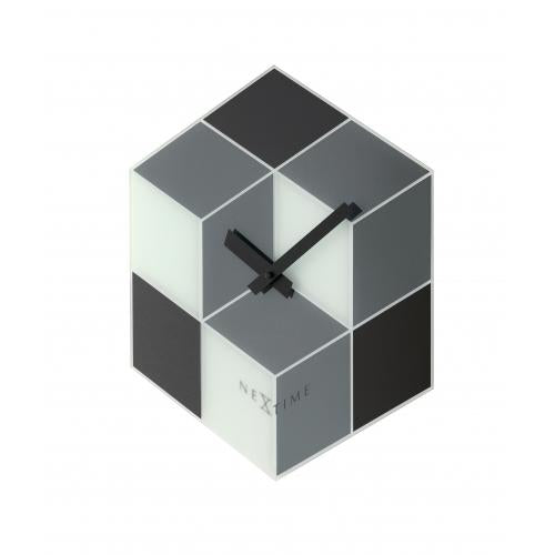 Afbeelding laden in galerijviewer, Nextime klok 8171 cubic, 43.5x37 cm, wall, black white gray
