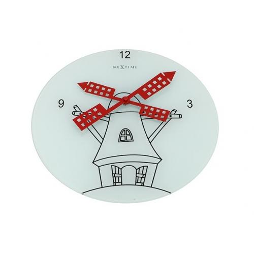 Afbeelding laden in galerijviewer, Nextime klok 8807 windmil, ø30 cm, wall, white black red
