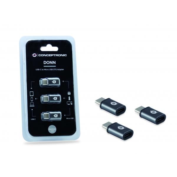 Afbeelding laden in galerijviewer, Conceptronic donn05g usb-c to micro usb otg adapter 3-pack, usb 2.0 type-c micro, male female, bl
