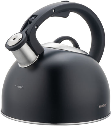 Klausberg 7911 - fluitketel met fluit - 2.5 liter - rvs - zwart