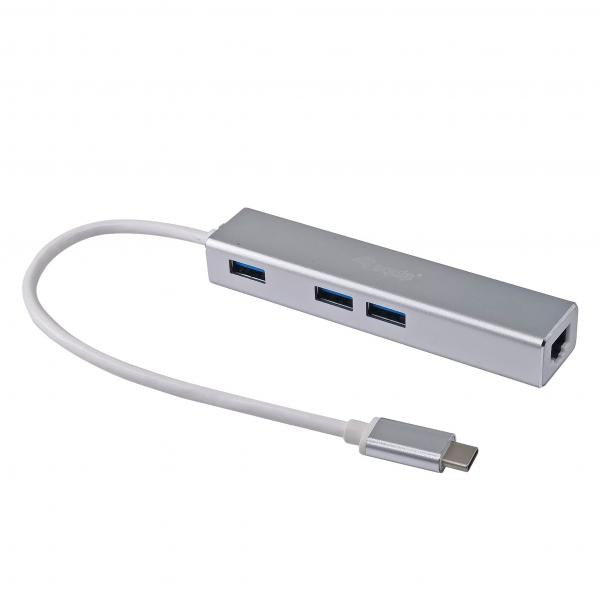 Afbeelding laden in galerijviewer, Equip 133481 usb-c to 3-port usb 3.0 hub with gigabit adapter
