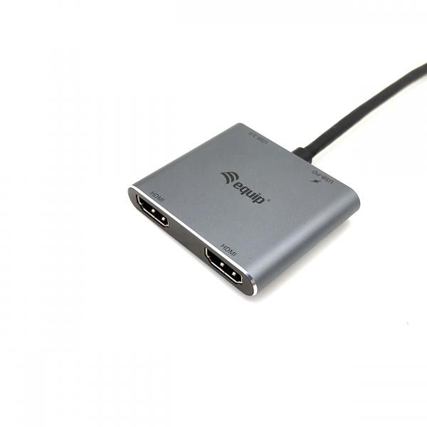 Afbeelding laden in galerijviewer, Equip 133484 usb-c 4 in 1 dual hdmi adapter
