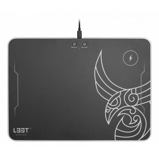 L33t gaming 160378 kvennavagn rgb hard gaming mat w qi charge, 355 x 255 x 5.8 mm, black
