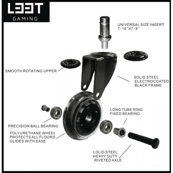 Afbeelding laden in galerijviewer, L33t gaming 160531 3inch rubber casters, green, 5pcs
