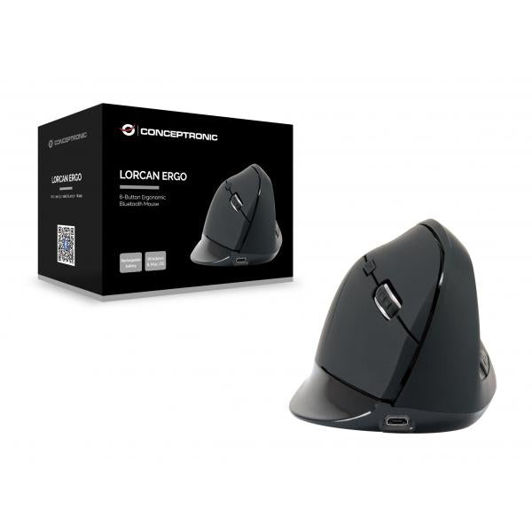Afbeelding laden in galerijviewer, Conceptronic lorcan03b lorcan ergo 6-button ergonomic bluetooth mouse, bluetooth, optical, 1600 dpi
