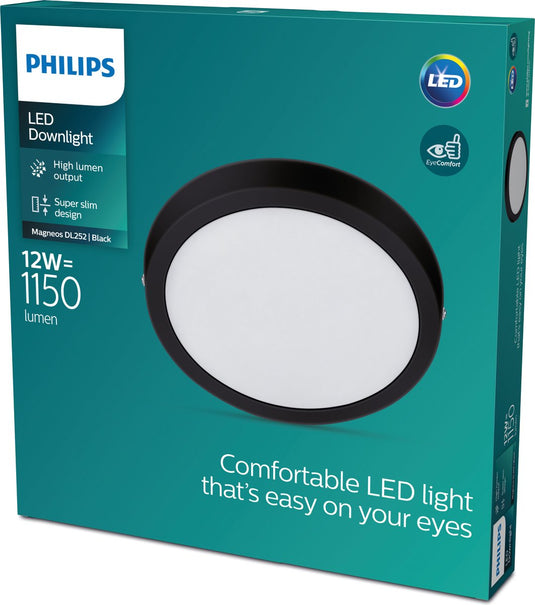 Philips led philips magneos plafondlamp - zwart - rond - klein