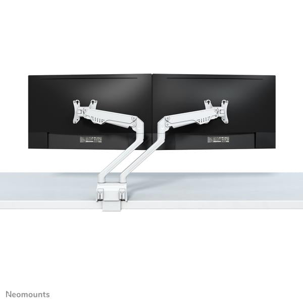 Afbeelding laden in galerijviewer, Neomounts neomounts fpma-d750dwhite2flat screen desk mount, clamp grommet, dual-mount, 10 32 inch
