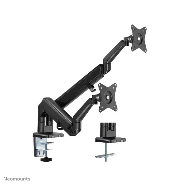 Afbeelding laden in galerijviewer, Neomounts ds70-810bl2 desk mount ultra flat, clamp grommet, dual-mount, 17 - 32 inch
